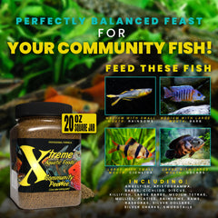 Xtreme Aquatic Foods Peewee dans l’aquarium, repas communautaire pratique.