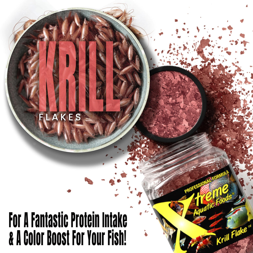 Xtreme Krill Flakes couleur vive des poissons renforcée par les flocons.