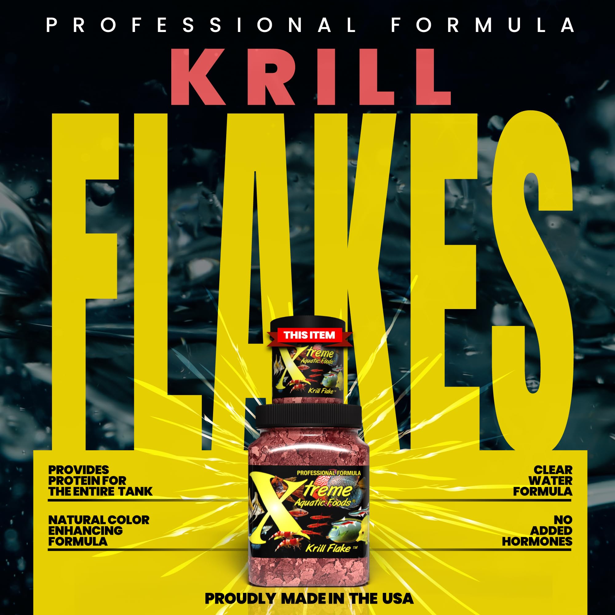 Xtreme Krill Flakes ingrédients illustrés pour une nutrition riche