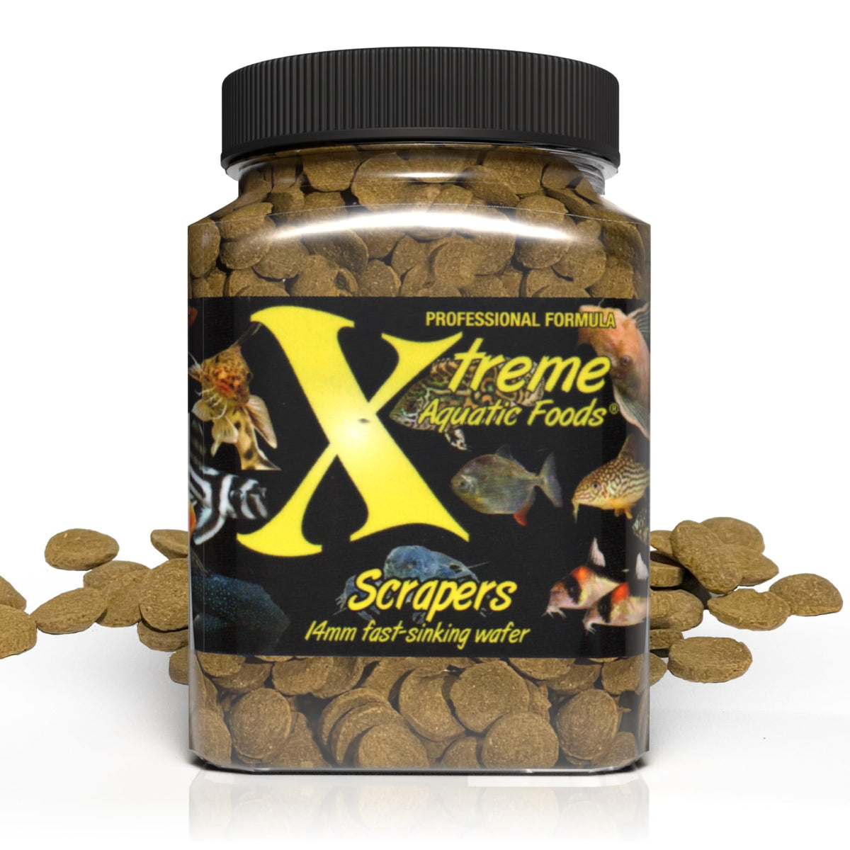Xtreme Scrapers Wafers, gaufres 14 mm fond rapide, idéal pour nourrir les poissons nocturnes.