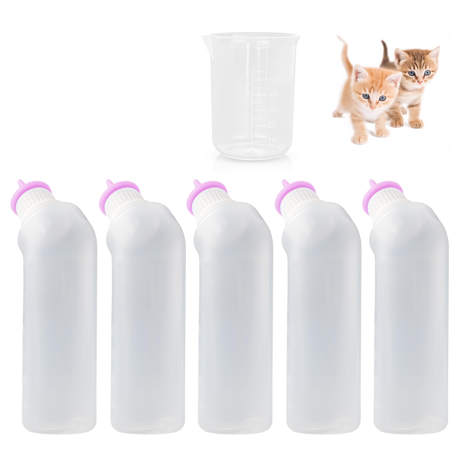 Xuandea biberon chaton rose avec tétine silicone, alimentation douce et sûre.