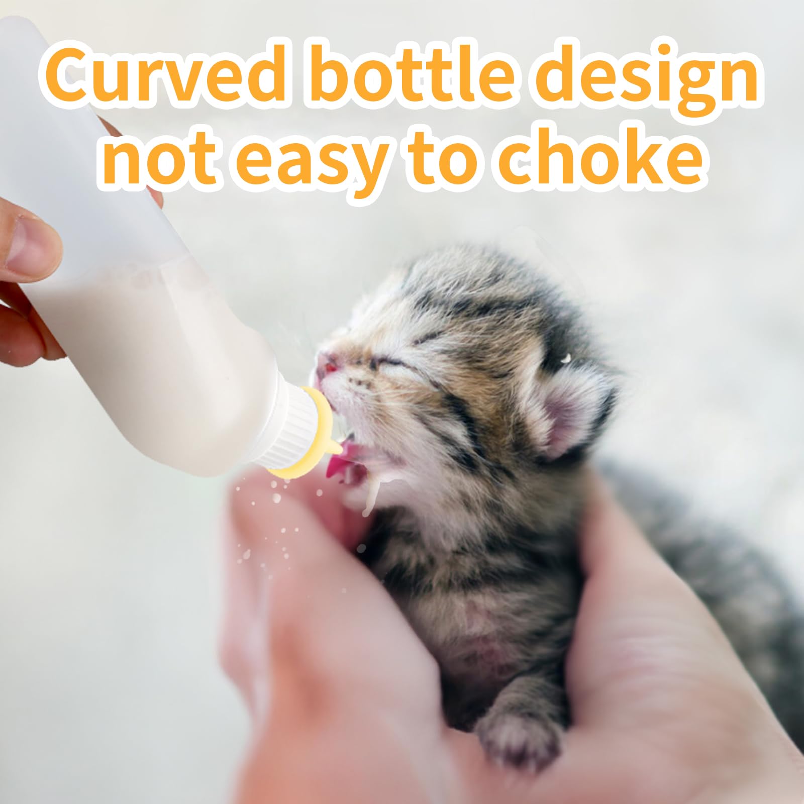 Poignée ergonomique Xuandea chaton jaune, prise en main confortable pendant l’alimentation.