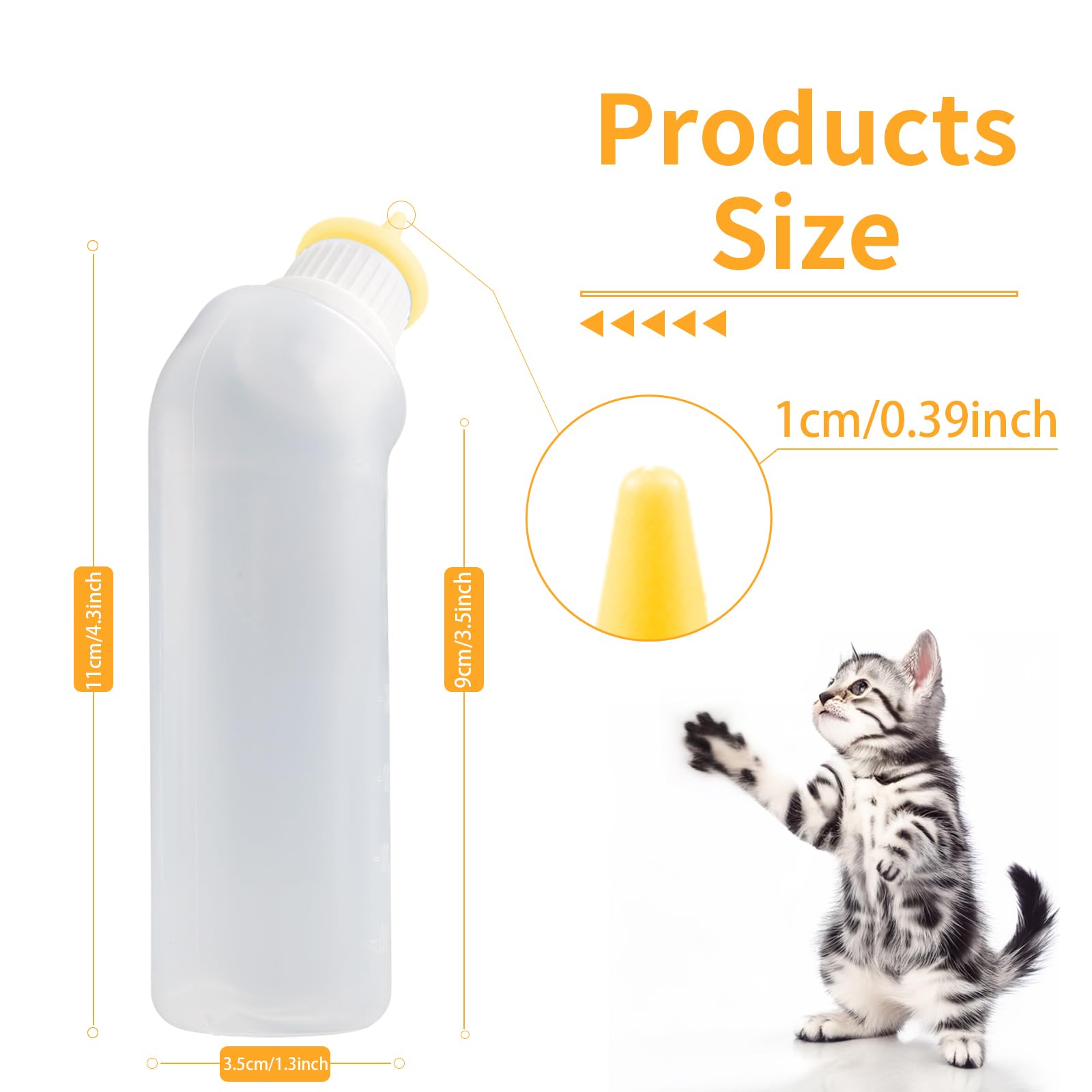 Tétine silicone Xuandea chaton jaune, douceur lors des tétées pour chiots et chatons.