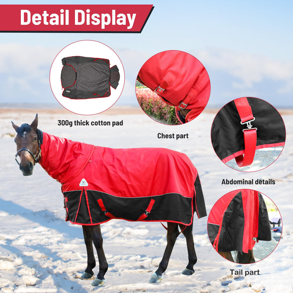 XUANNIAO couverture cheval avec capuche détachable pour plus de chaleur.