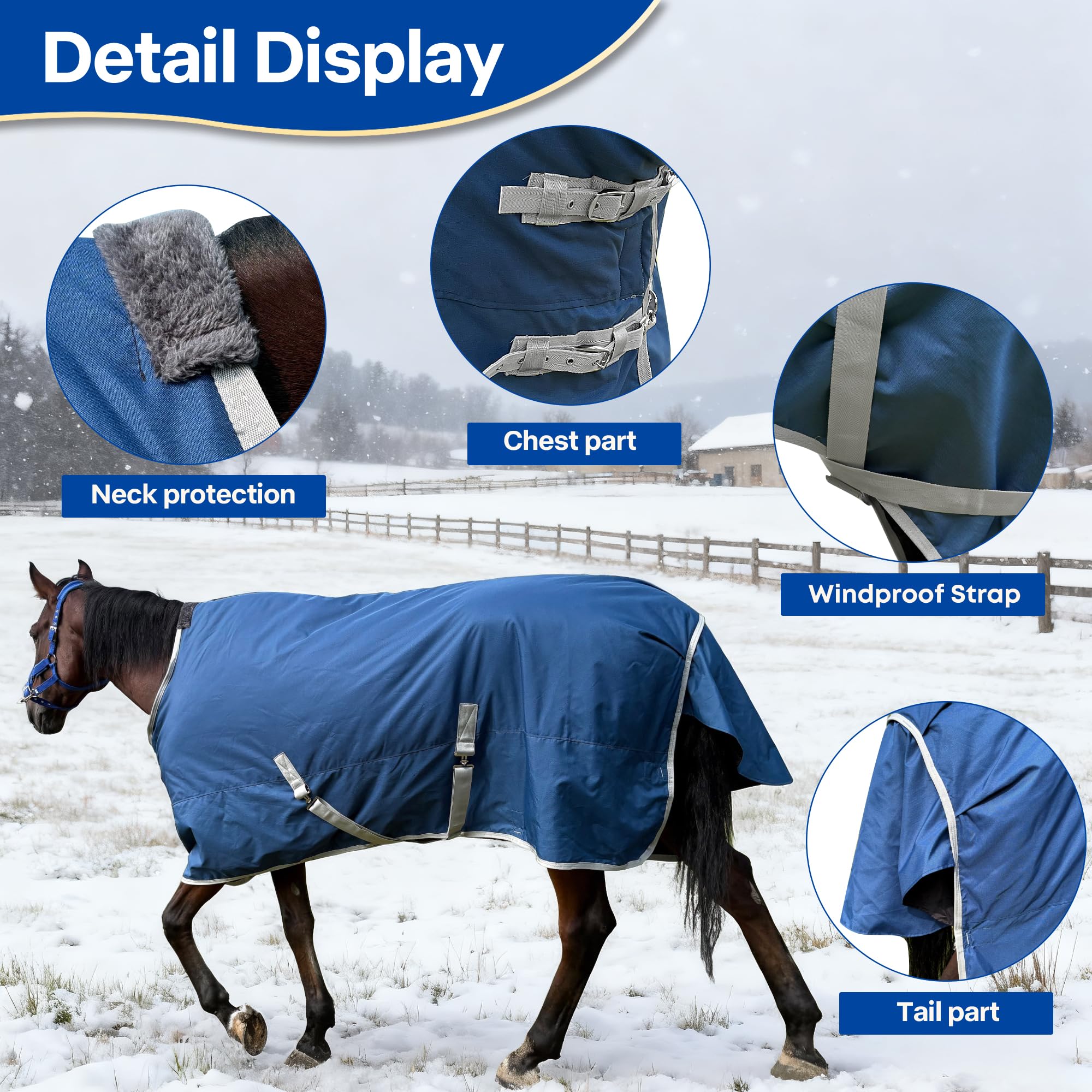 XUANNIAO Couverture cheval réglage sangles ajustables pour le confort.