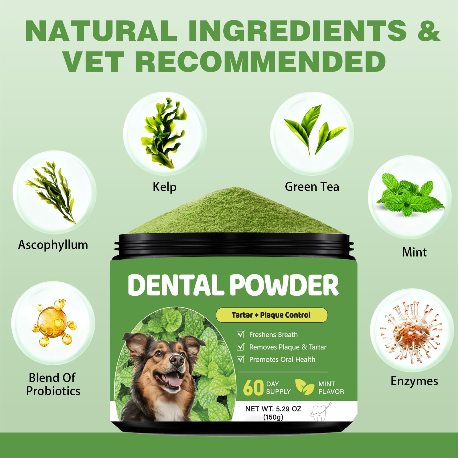 Xuaobamm poudre dentaire chien application directe, soin buccal sans effort.