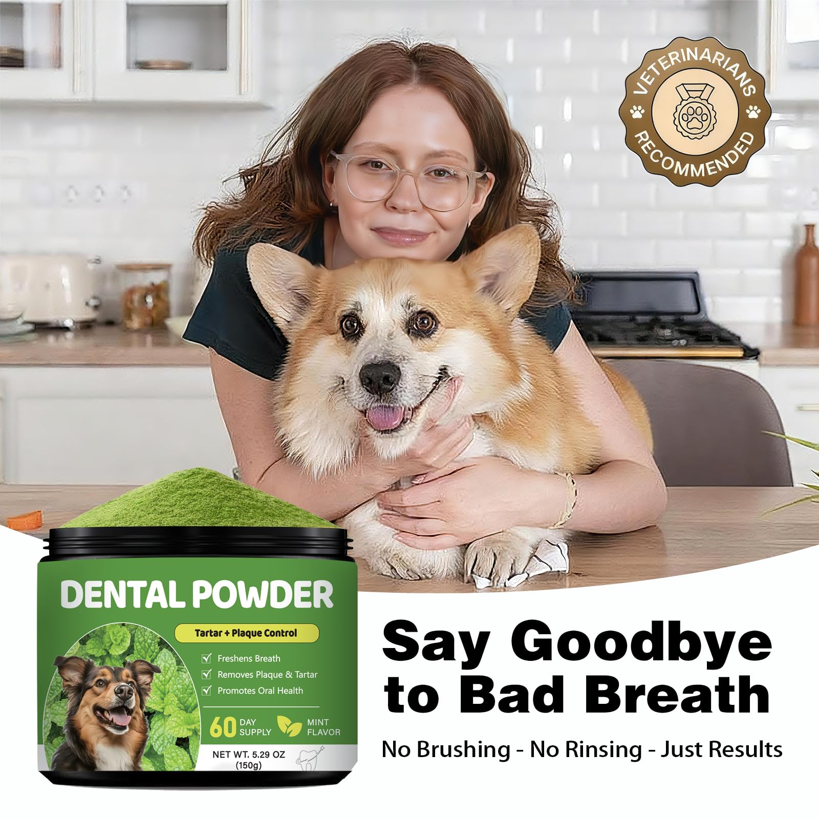 Xuaobamm poudre dentaire chien capacité 150 g, approvisionnement durable.