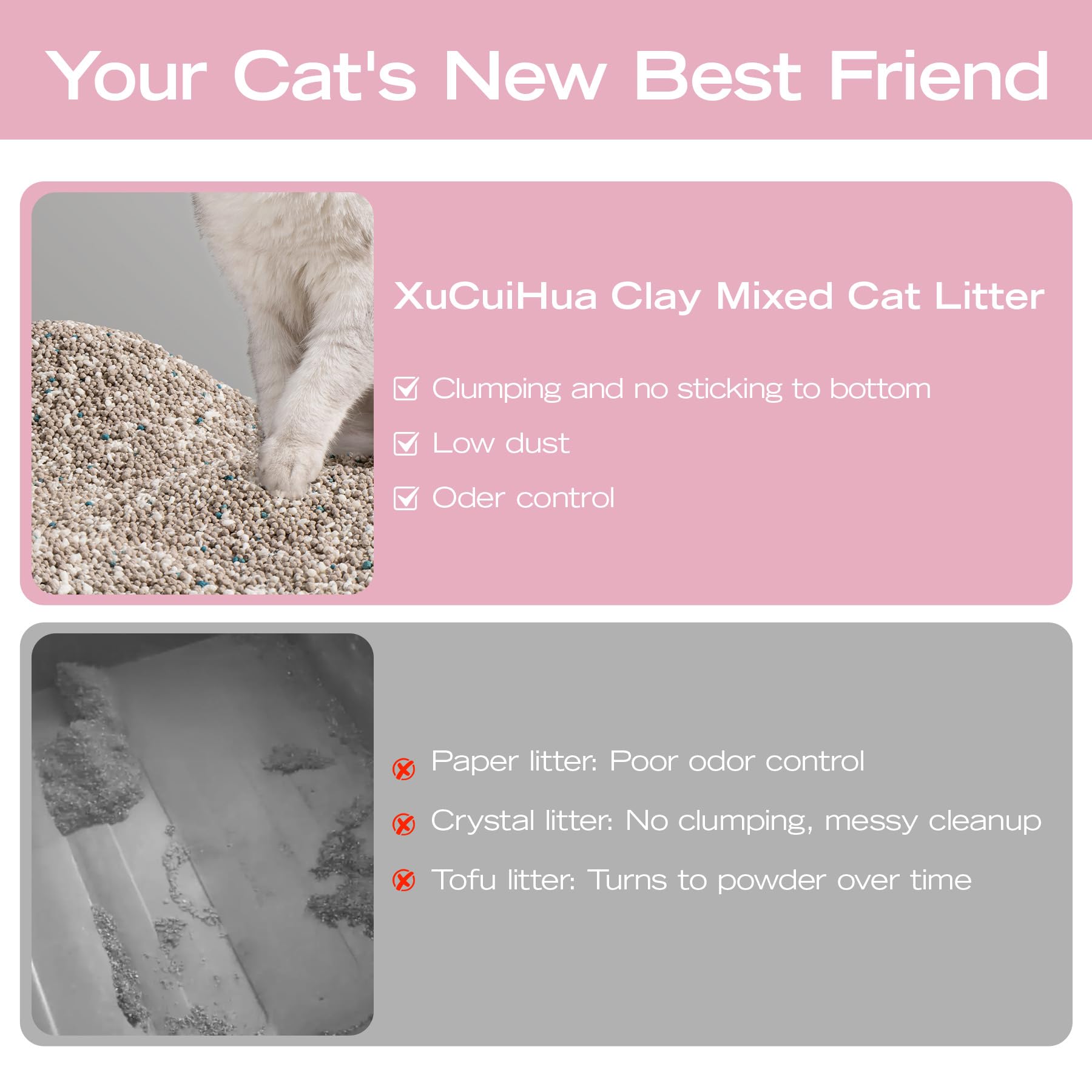 XuCuiHua Bentonite Mix – compatible avec une boîte à litière à ouverture supérieure.