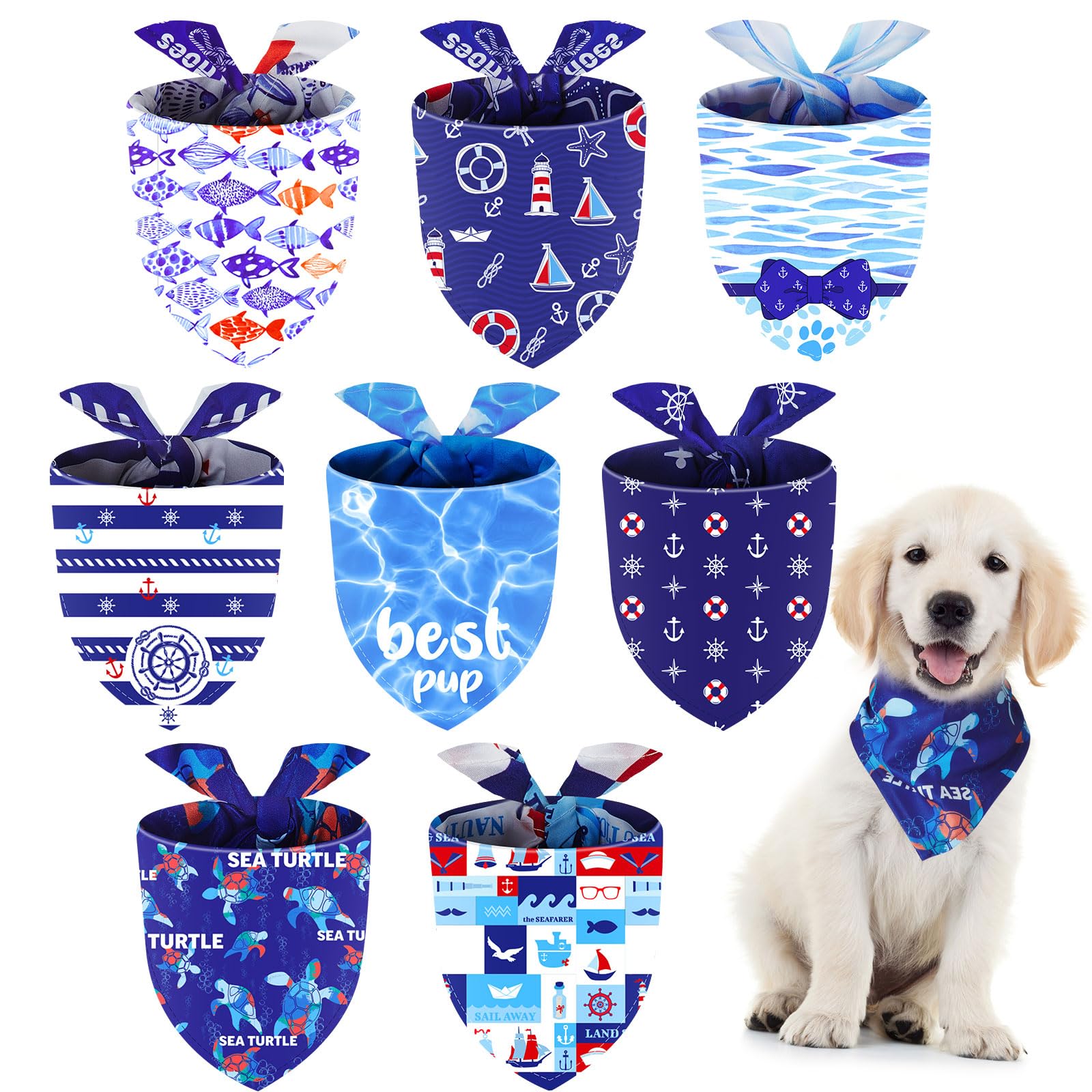 Xuniea bandanas nautiques pour chien, aspect océan tendance et confortable.