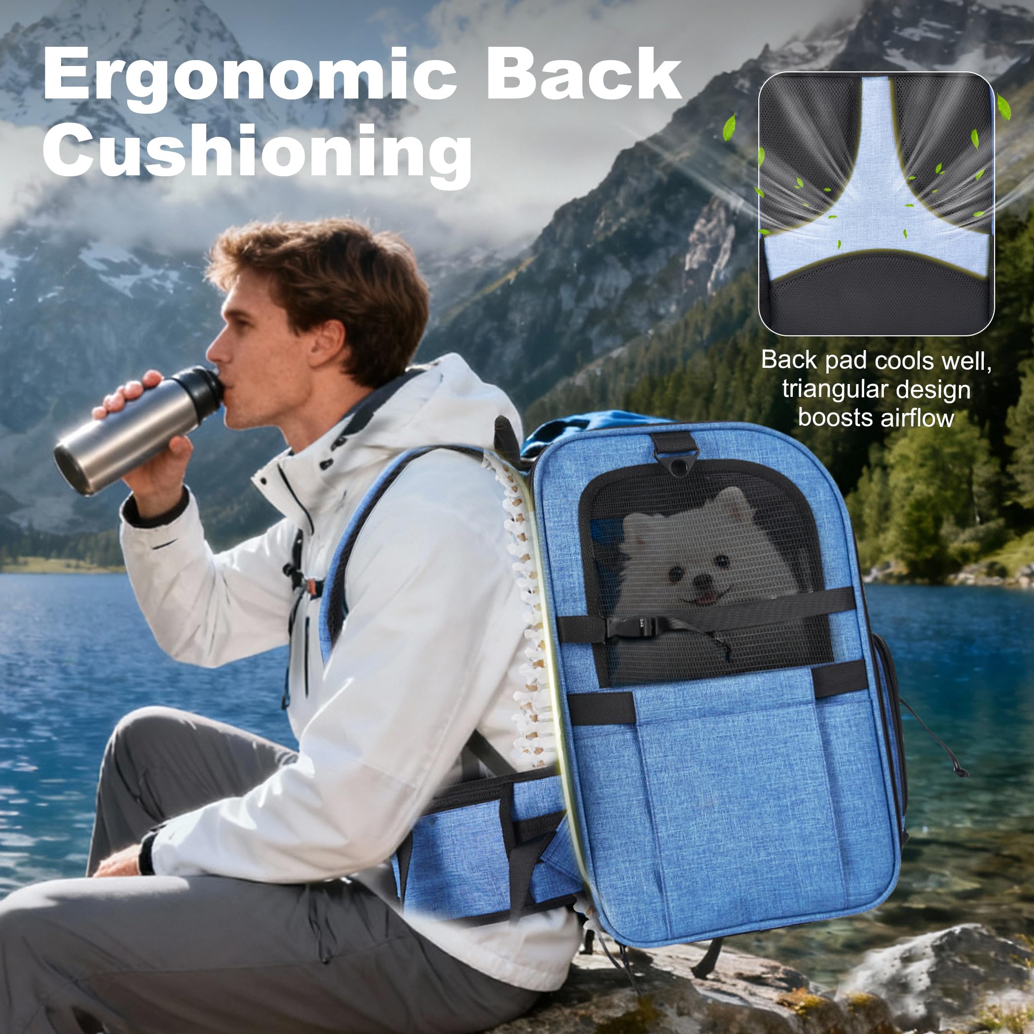 XUVIRA poches laterales bleu: rangement rapide pour friandises et accessoires.