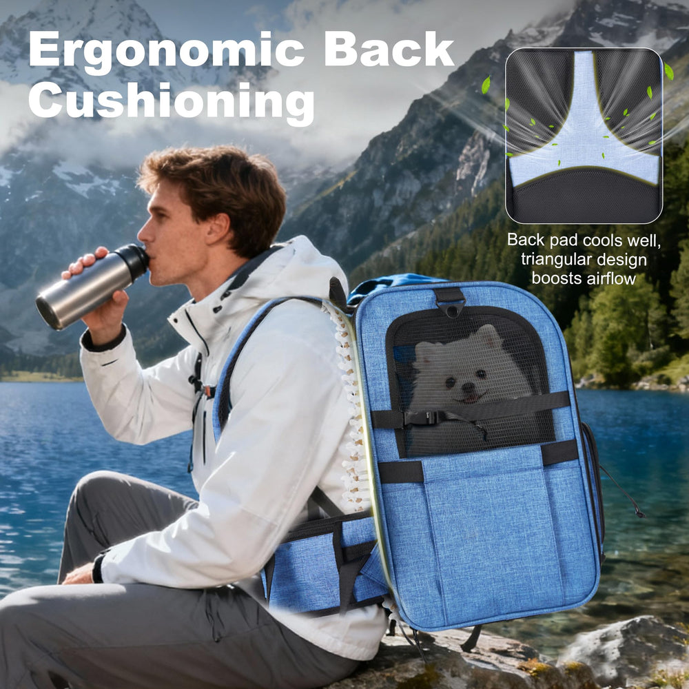 XUVIRA poches laterales bleu: rangement rapide pour friandises et accessoires.