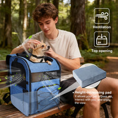 XUVIRA sac porte-chien bleu: tissu résistant pour aventures en plein air.
