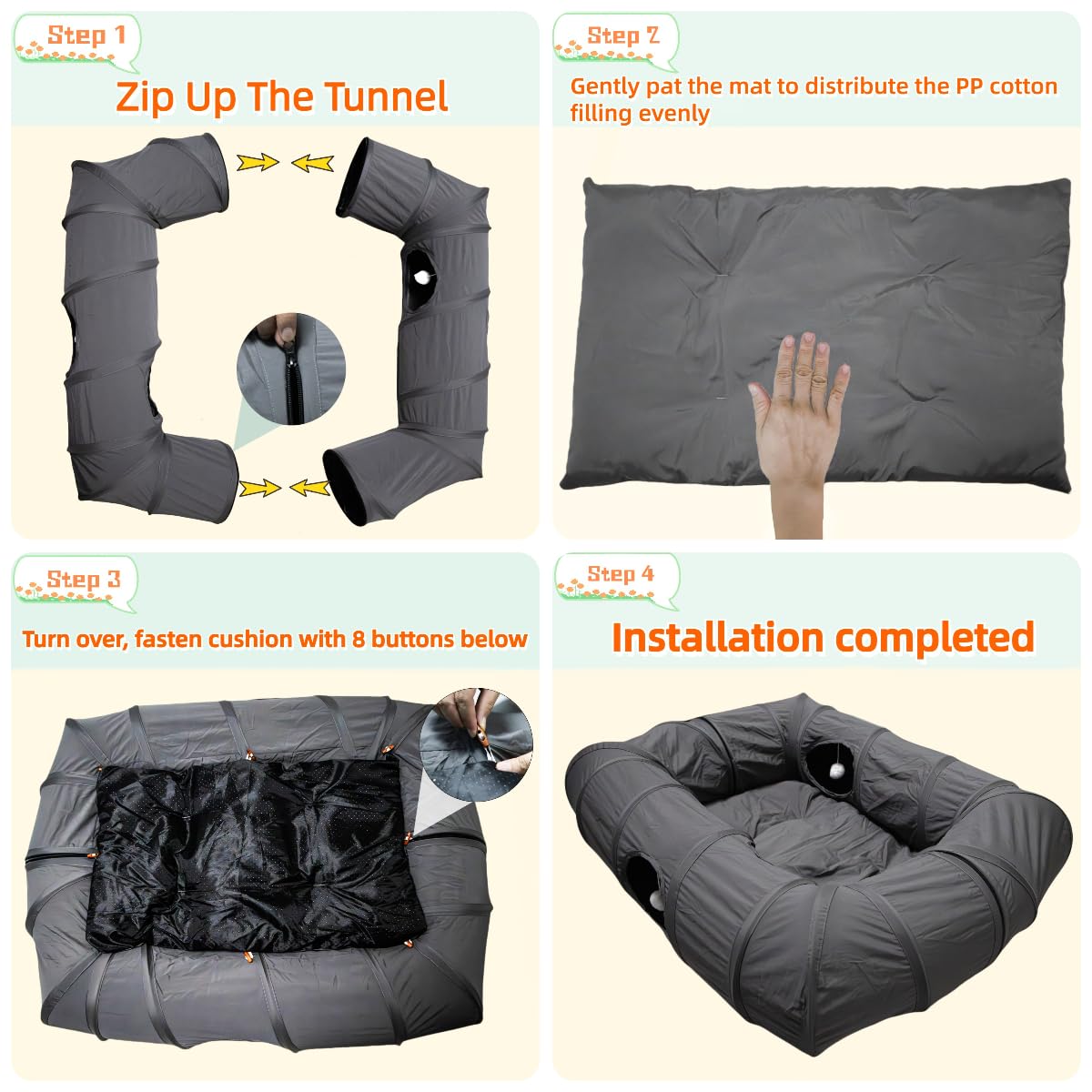 XxingSheep cat tunnel XL — pliable et nettoyage facile