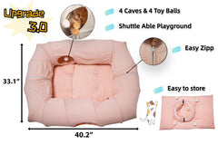XxingSheep tunnel chat XL avec balles pendantes pour stimulation ludique
