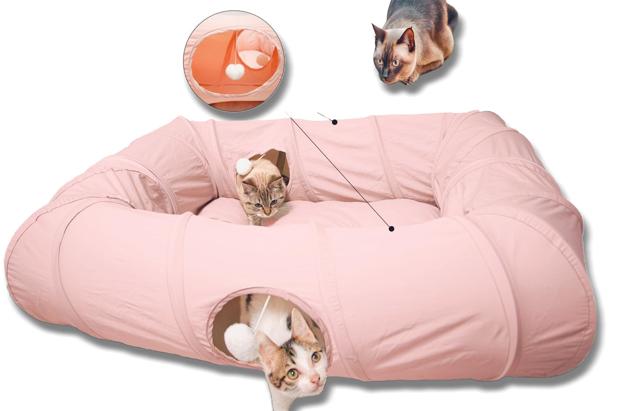 XxingSheep tunnel chat XL avec quatre ouvertures pour jeux et repos
