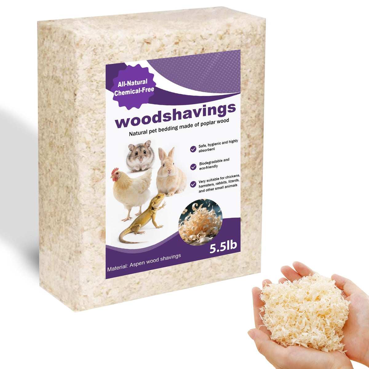 XXYOUPIN copeaux de tremble 5,5 lb sac: litière naturelle pour petits animaux