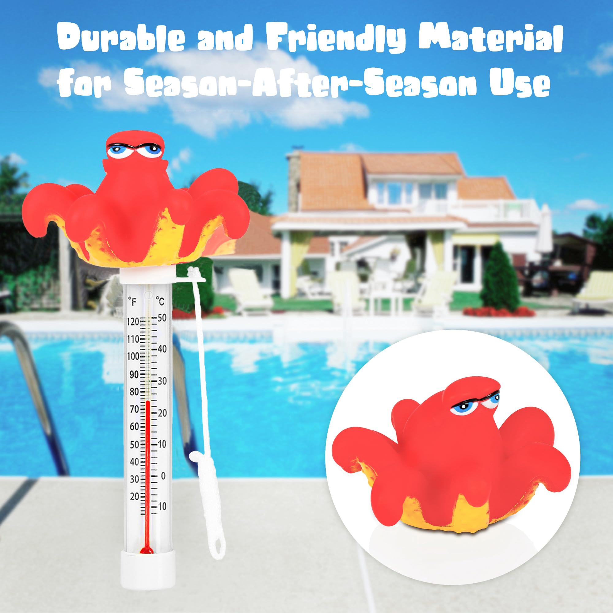 XY-WQ thermomètre piscine durable, design ludique poulpe