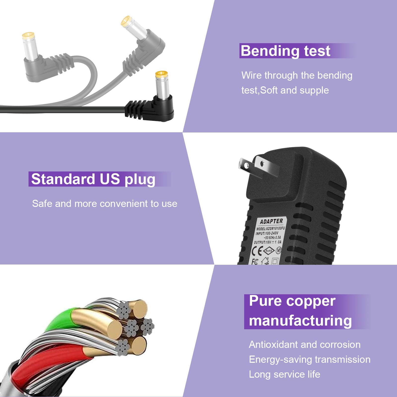 Chargeur XZGm 18V pour ScoopFree, connecteurs durables assurant une connexion sécurisée.