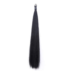 Y.J TAILS extensions: queue noire avec boucle tressée pour un aspect plus épais et naturel.