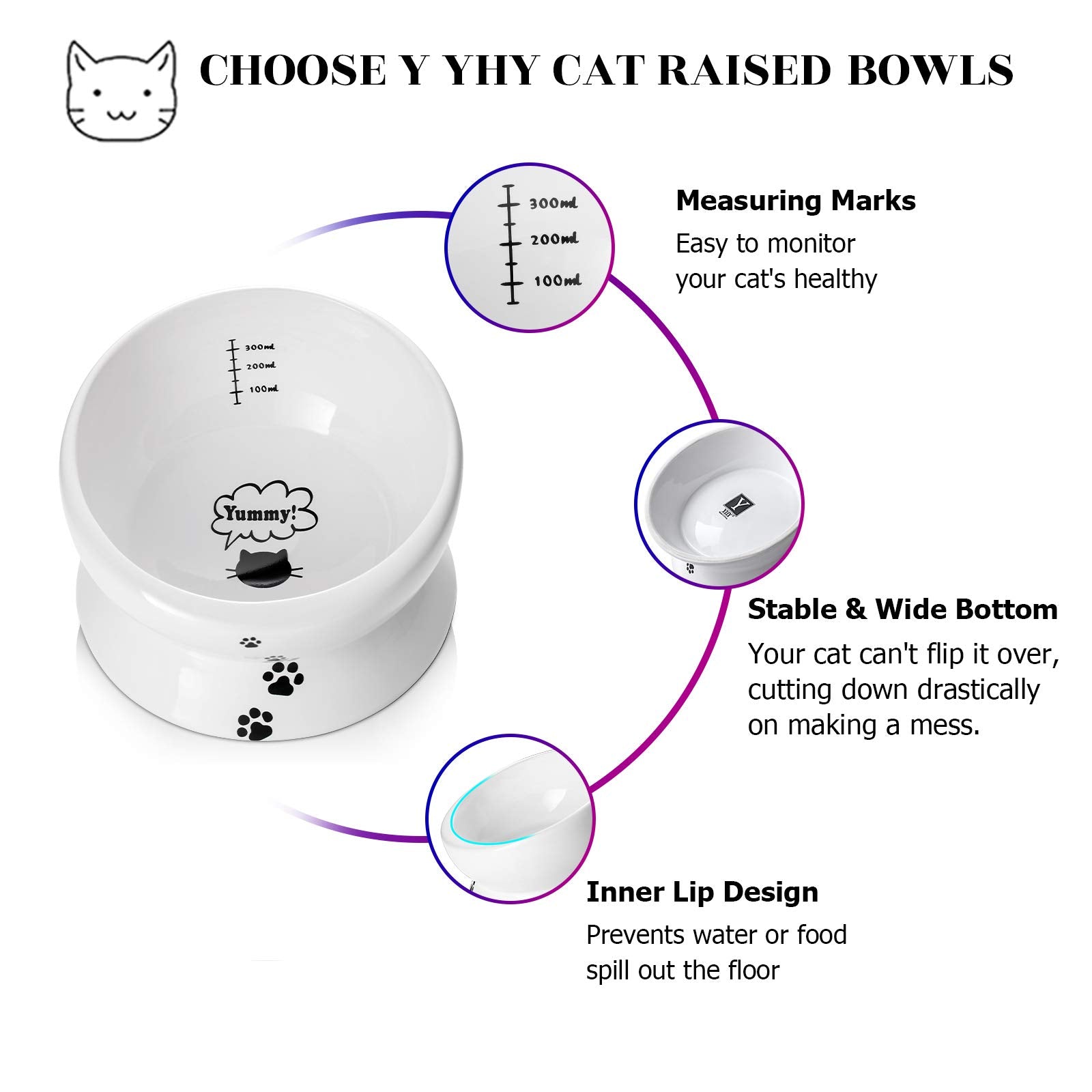 Bol Y YHY pour chat et petit chien, 15 oz, utilisation partagée