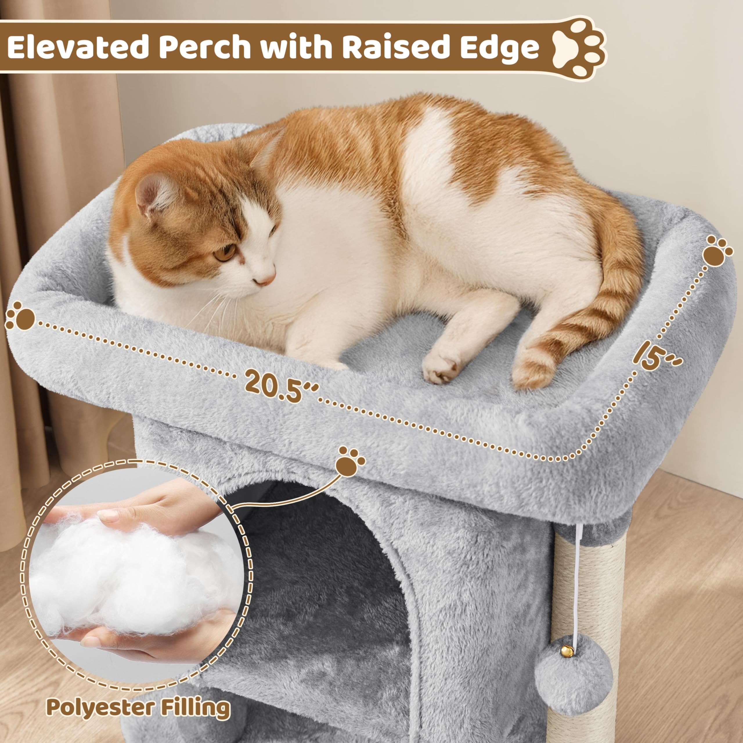 Yaheetech arbre-chat: balle-clochette pour jeux interactifs
