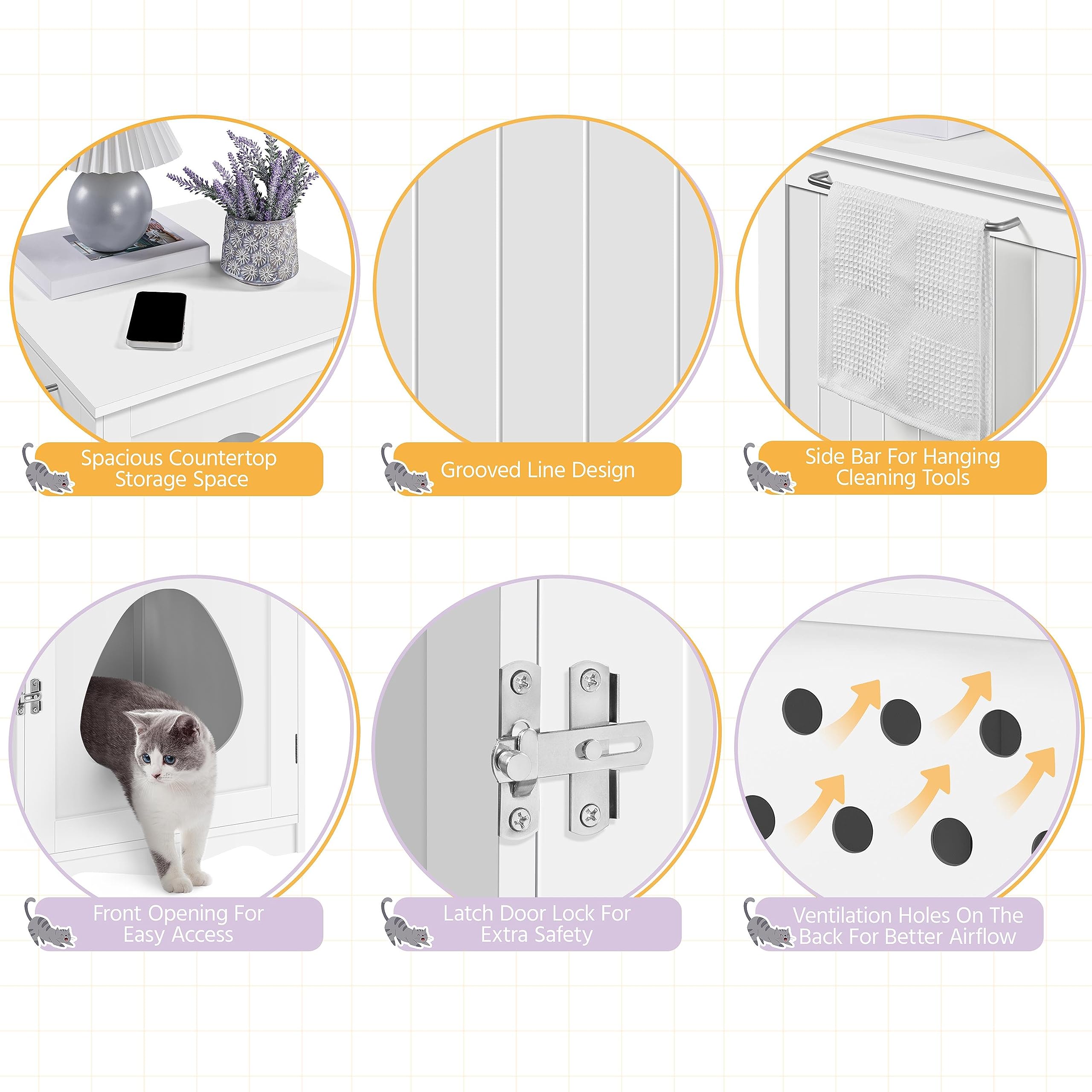 Yaheetech-enclos-litiere-chat-ventilation-arriere assure une circulation d'air.
