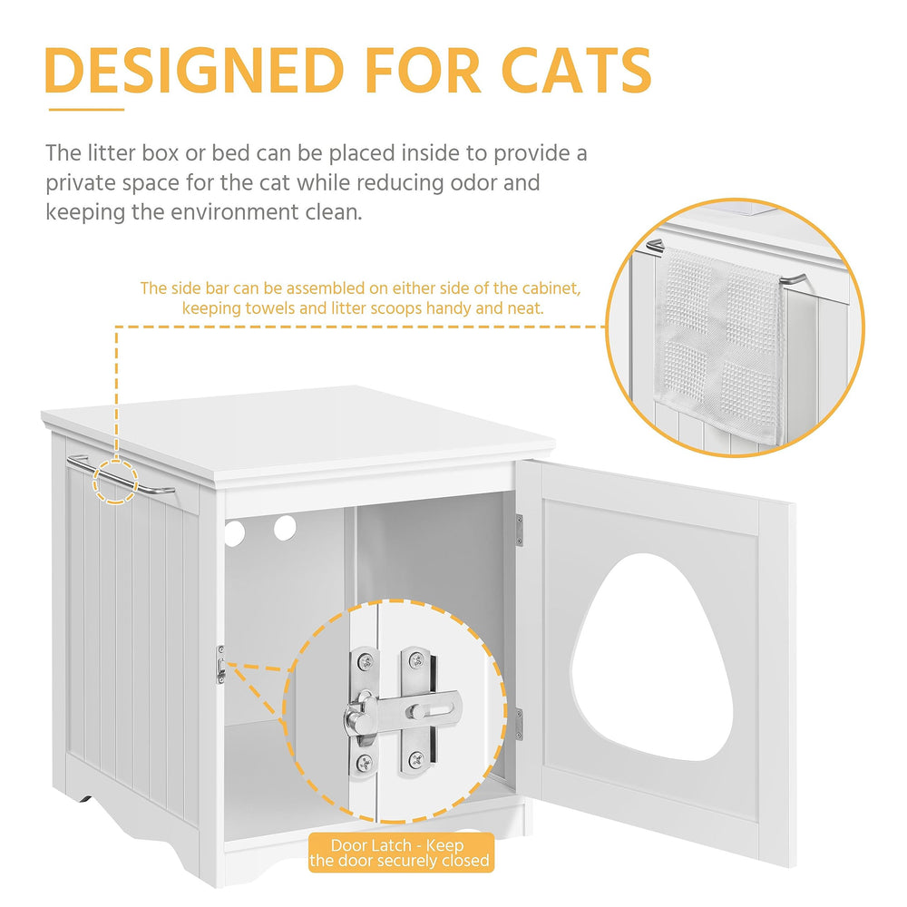 Yaheetech-litiere-chat-porte-avant-blanc facilite l'accès tout en cachant l'intérieur.