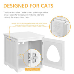 Yaheetech-litiere-chat-porte-avant-blanc facilite l'accès tout en cachant l'intérieur.