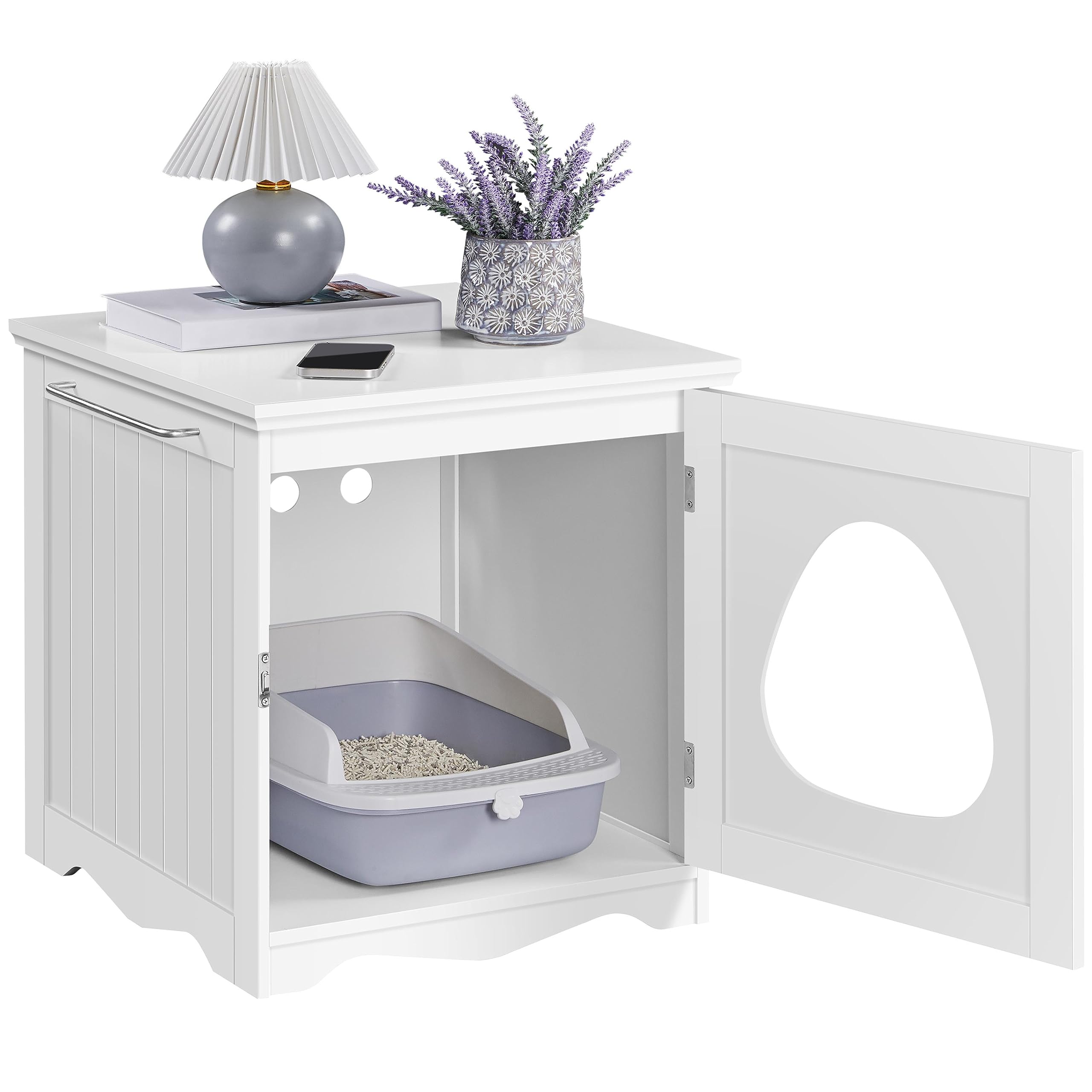 Yaheetech-meuble-pour-chat-design-intérieur-blanc usage polyvalent et discret.