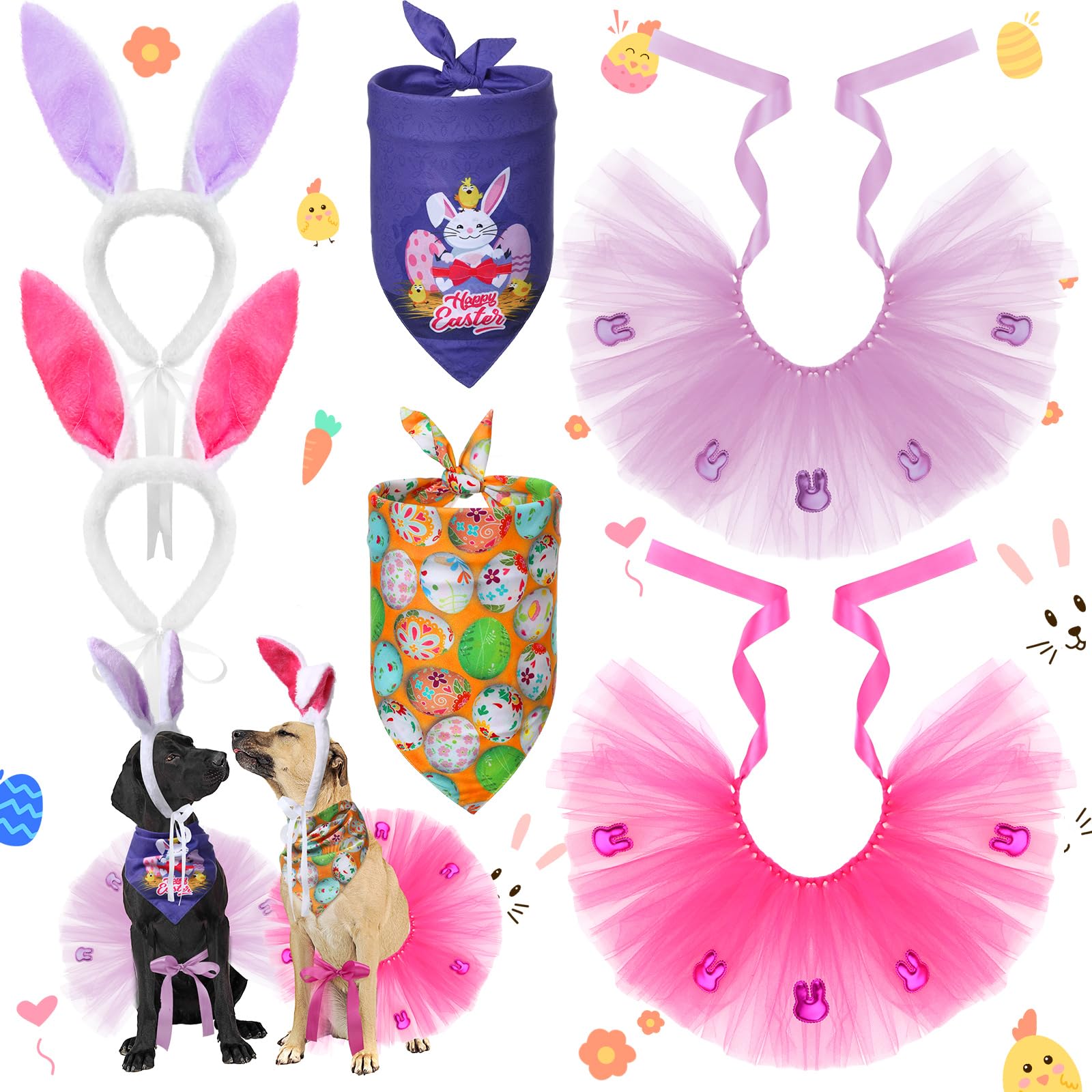 Ensemble Yahenda pour chien avec oreilles de lapin, parfait pour Pâques et séances photo.