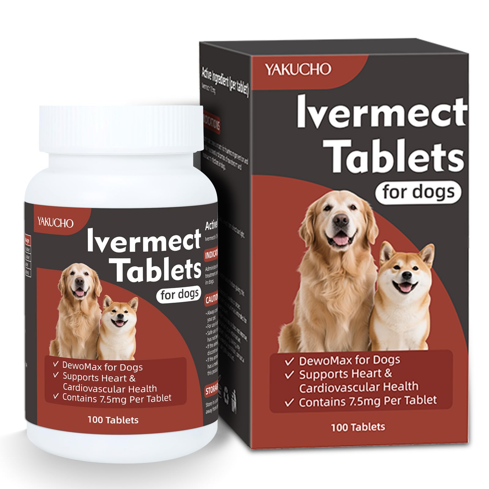 Yakucho Young Heart pour chiens: bouteille de comprimés sans goût pour le cœur.