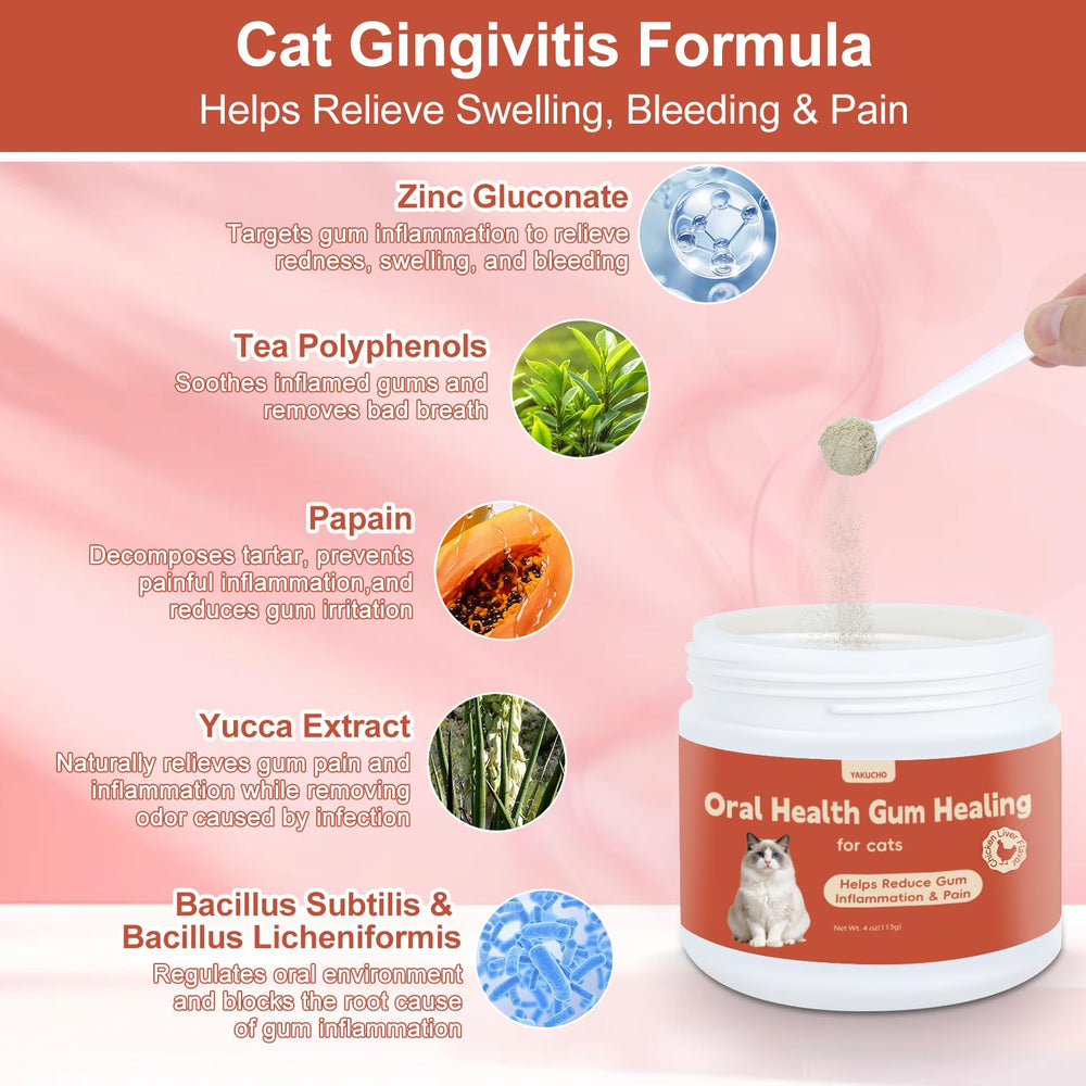 Yakucho réduction inflammation gencives chat pour sourire plus clair.