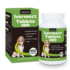 Yakucho Lvermect, bouteille de comprimés, soutien digestif pour chien.