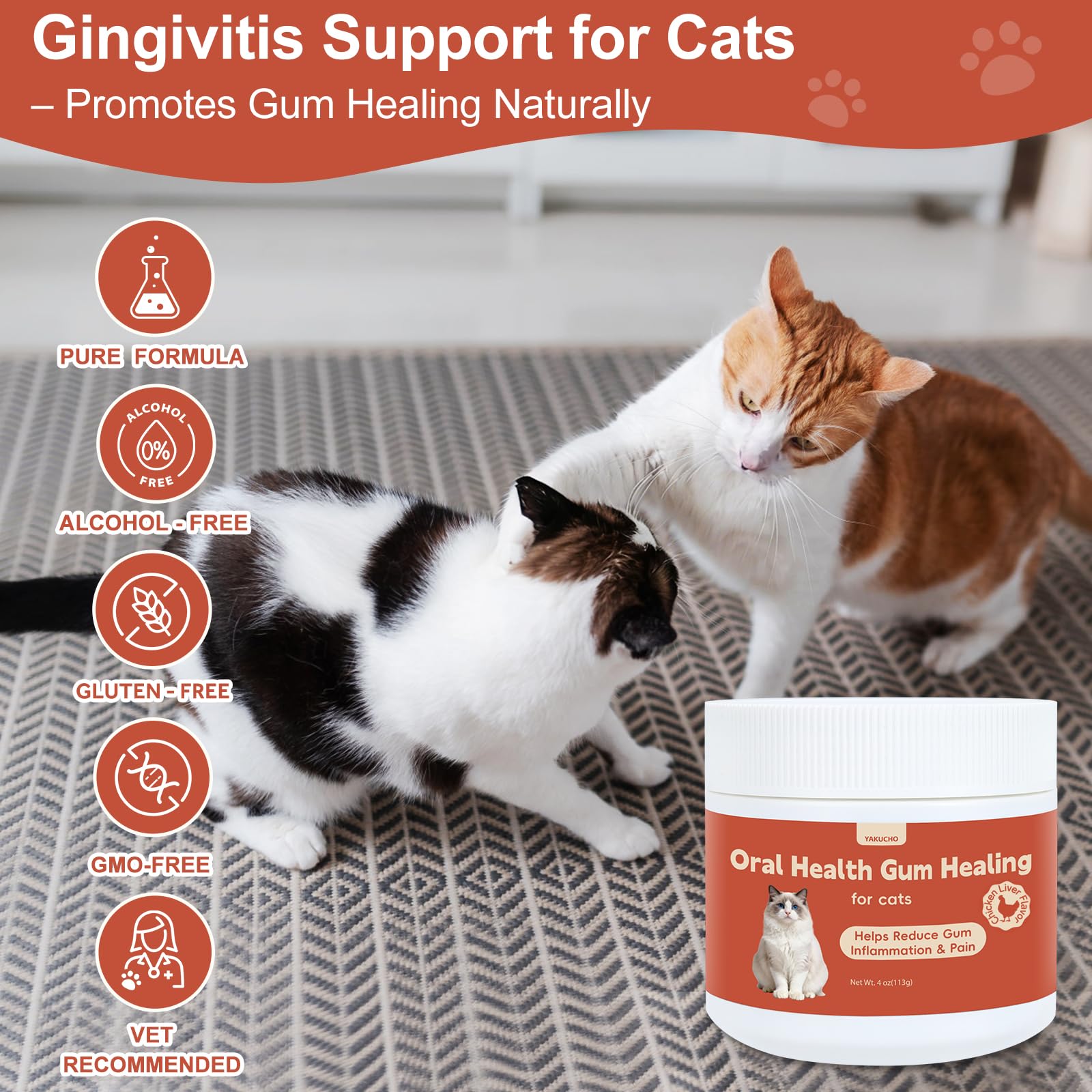Yakucho soutien systémique santé bouche chat: amélioration générale.