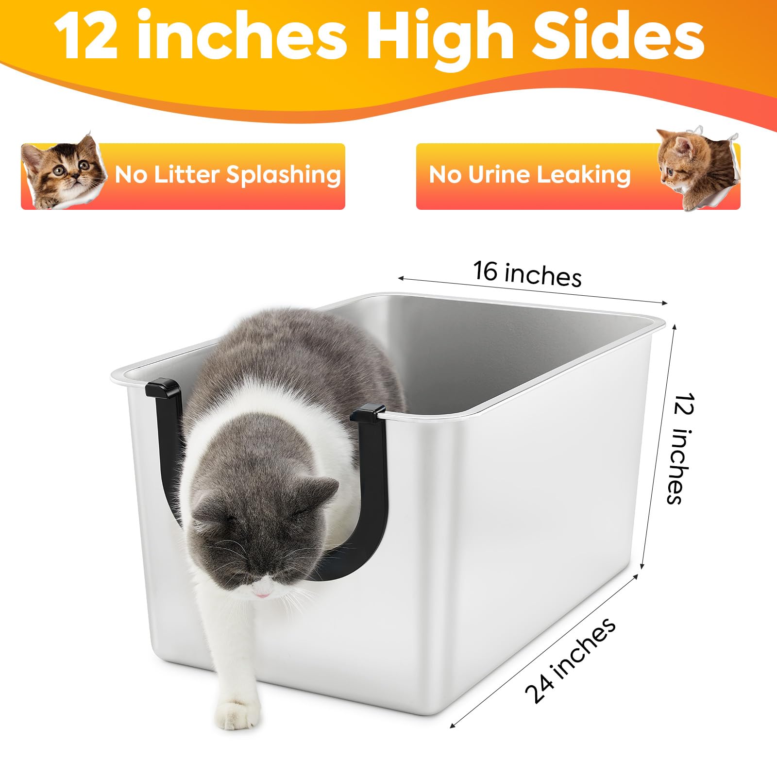 Yangbaga Litière dimensions 24x16x12 pouces, espace suffisant pour chats.