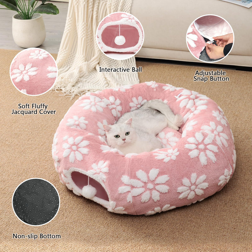 Beignet Yaning rose, matelas peluche moelleux pour repos.