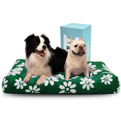 Yaning lit-chien extralarge vert-fleur: repos optimal pour chiens de grande taille.