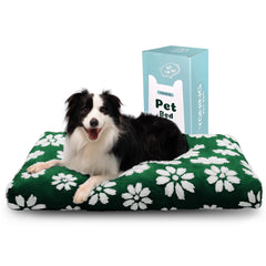 Yaning lit chien grand-format vert fleuri, douceur enveloppante et soutien réconfortant.