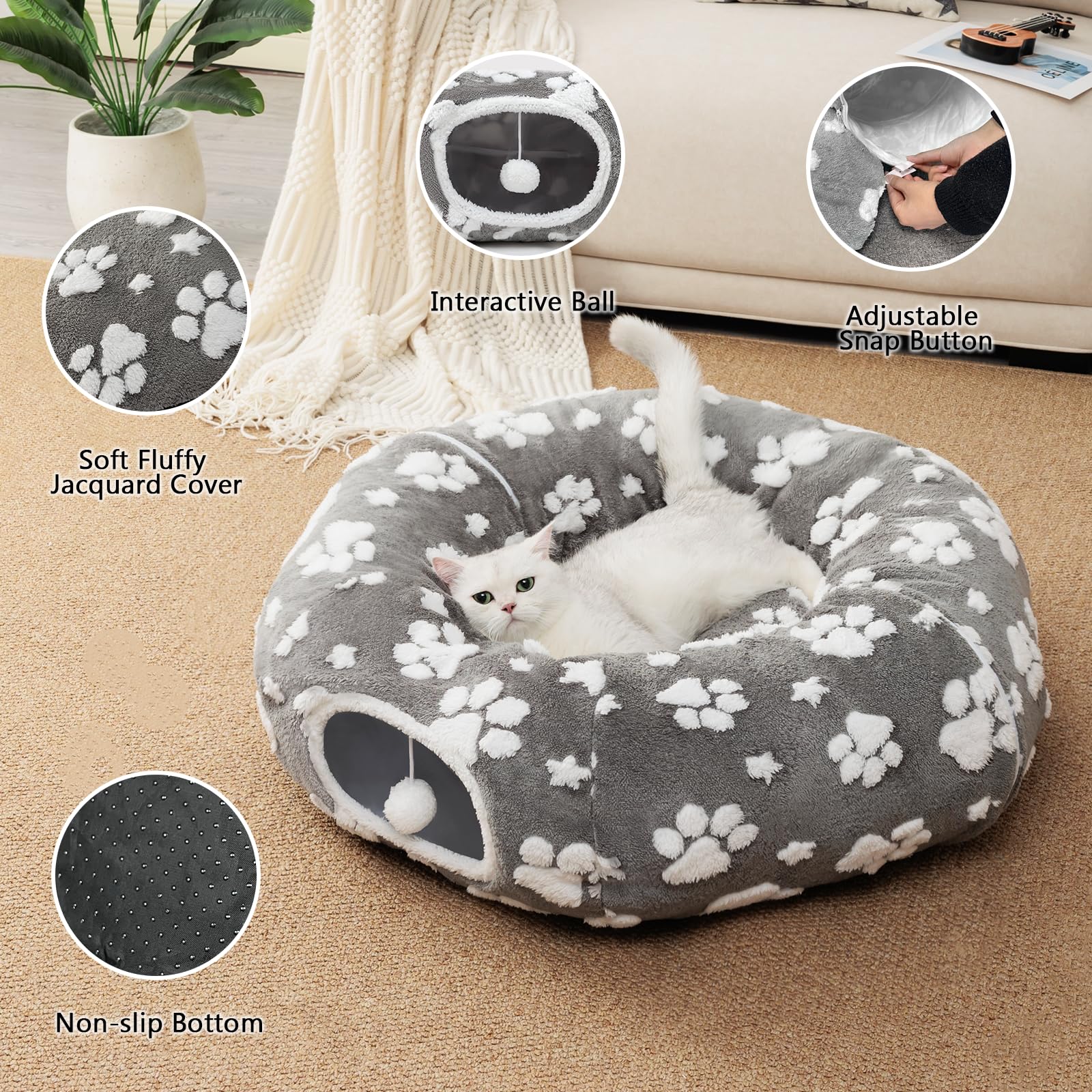Yaning tunnel intérieur avec coussin donut amovible et facile à laver.