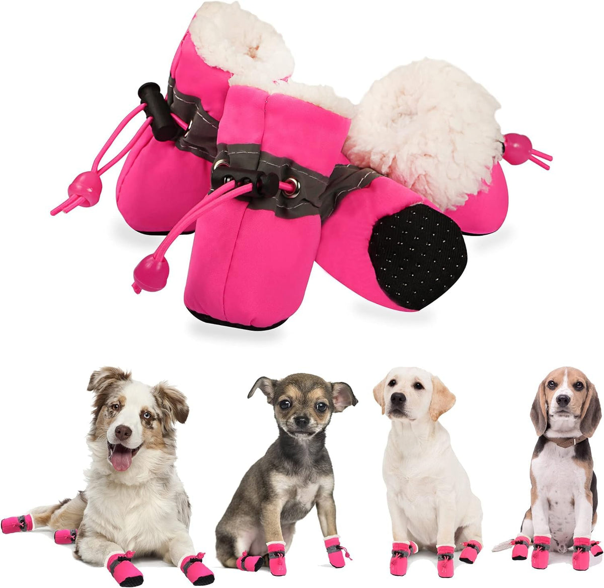 YAODHAOD bottes chien hiver rose avant — protection et adhérence pour les promenades.