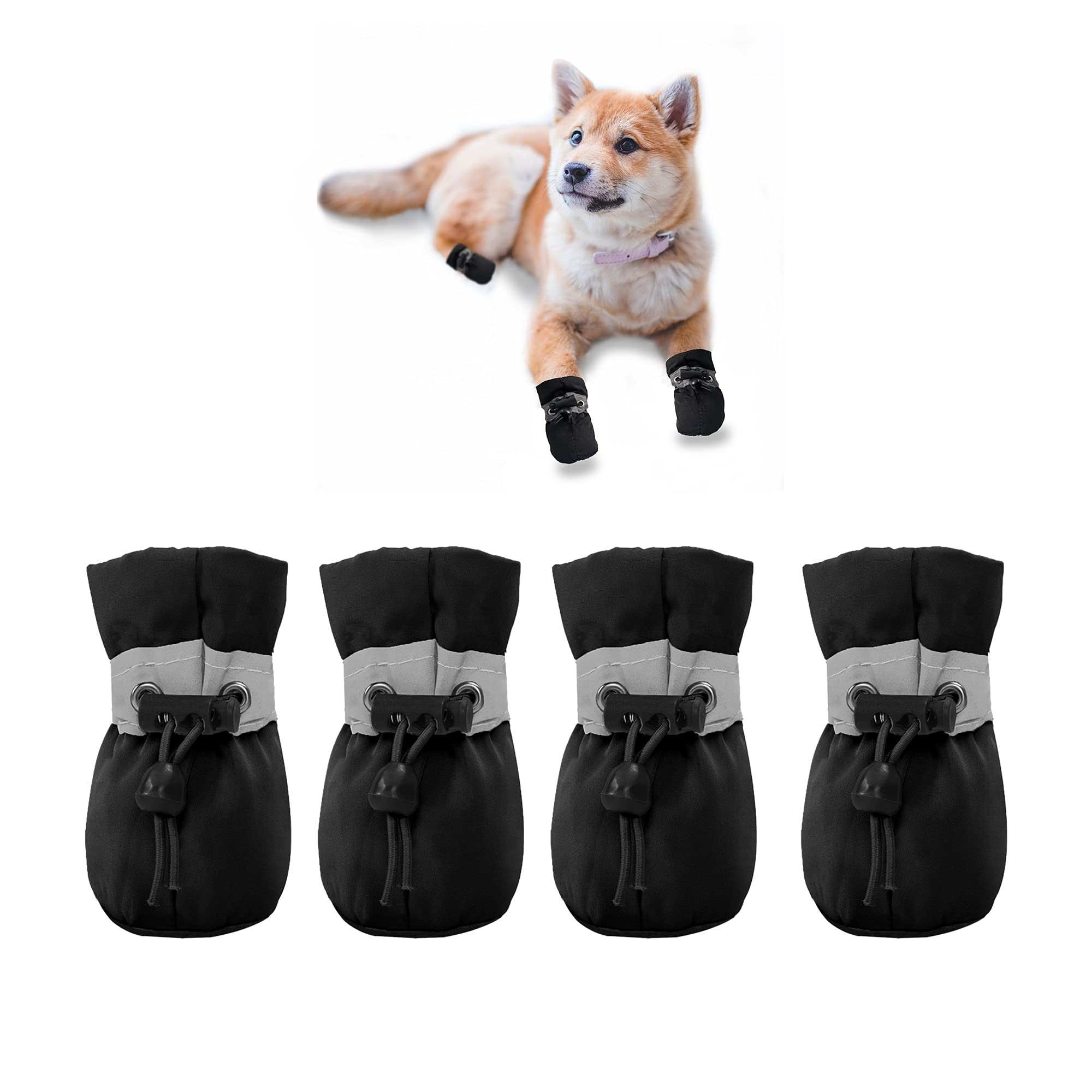 YAODHAOD Bottes chien petit noir - protections adhérentes pour promenades hivernales.