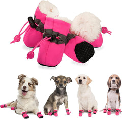 YAODHAOD chaussons chien hiver peluche rose, chaleur douce pour les pattes et balades.