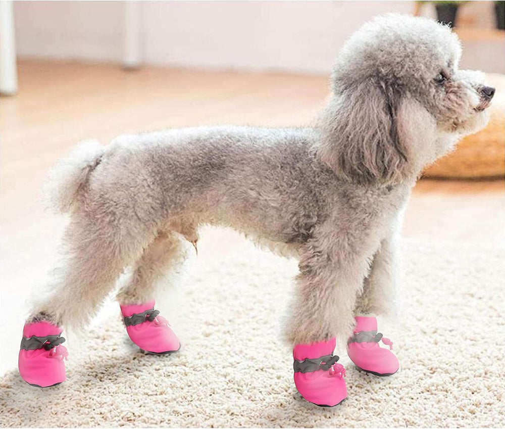 YAODHAOD chaussures chien hiver taille 7 rose, ajustement facile et protection légère.