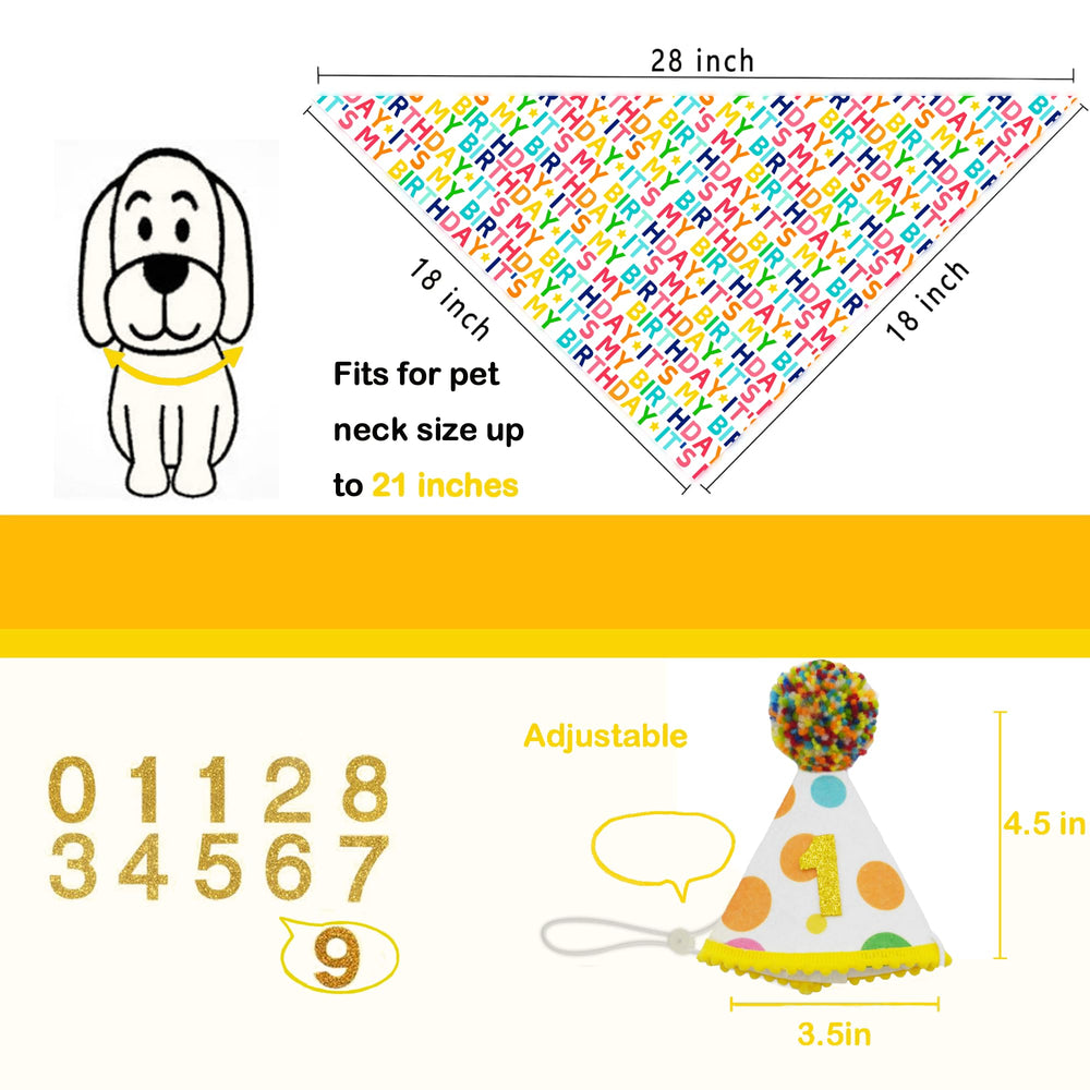 Yaofavo bandana anniversaire chien taille moyen, ajustement confortable.