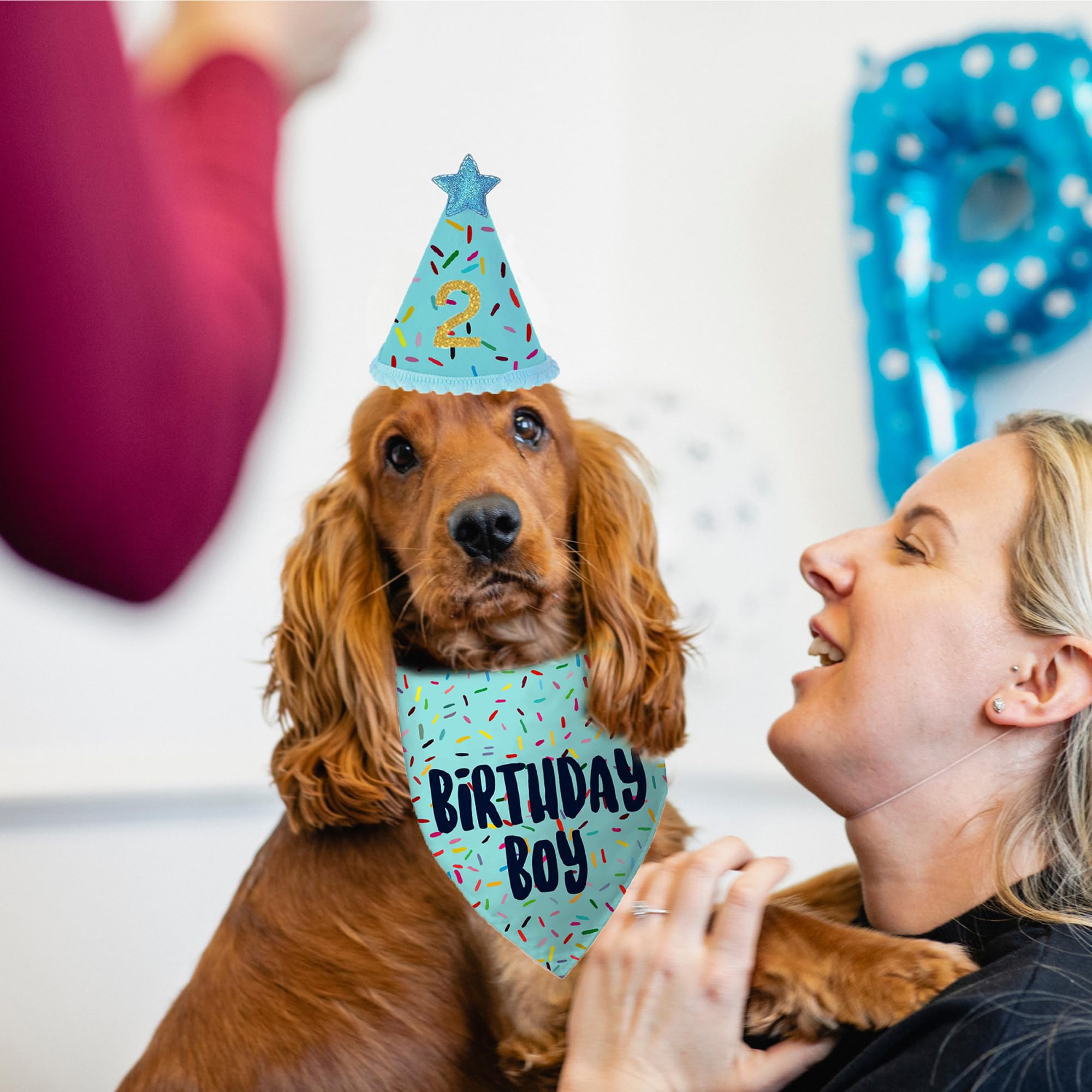 Yaofavo bandana bleu chien — détail couture et finition soignée