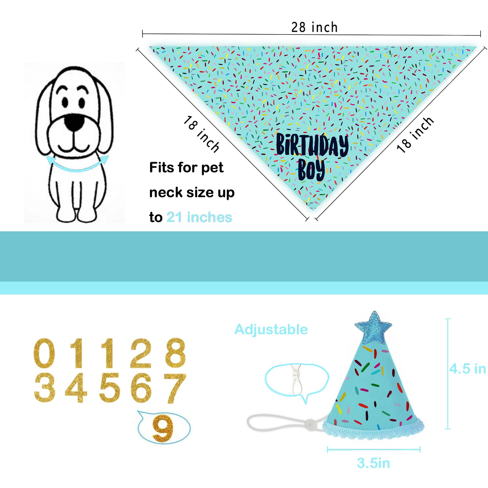 Yaofavo bandana bleu chien — mise en valeur sur le visage lors des fêtes