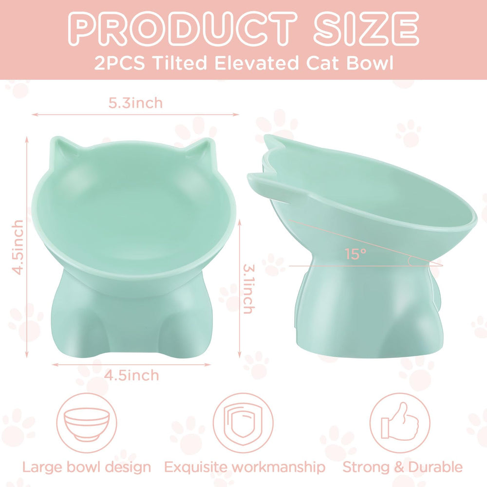 Yaomiao bols chat eleves vert, base stable pour éviter les éclaboussures.