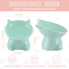 Yaomiao bols chat eleves vert, base stable pour éviter les éclaboussures.