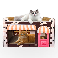 Yaruiguang Maison Chat Carton 2-en-1 pour jouer et griffer.
