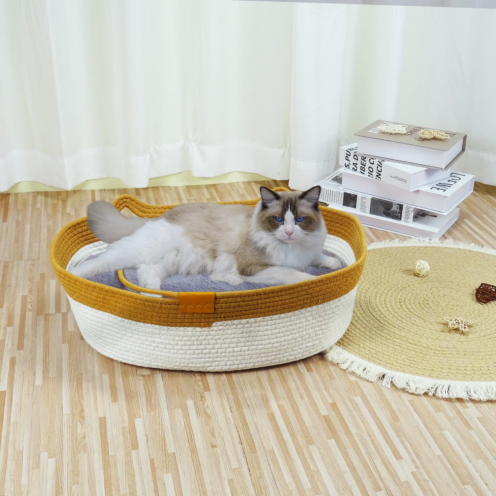 Nid chat Yaruiguang avec matelas hiver en coton, chaleur douce.